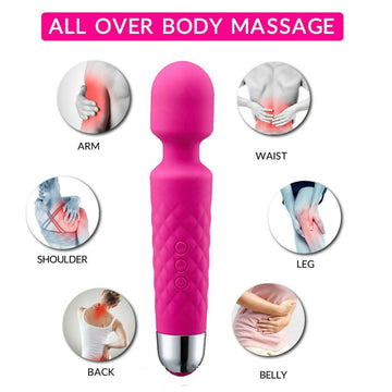 Magic Massage Wand Muscle Relaxation Massager 20 Speed Vibrating Full Body Therapy Motor USB Rechargeable